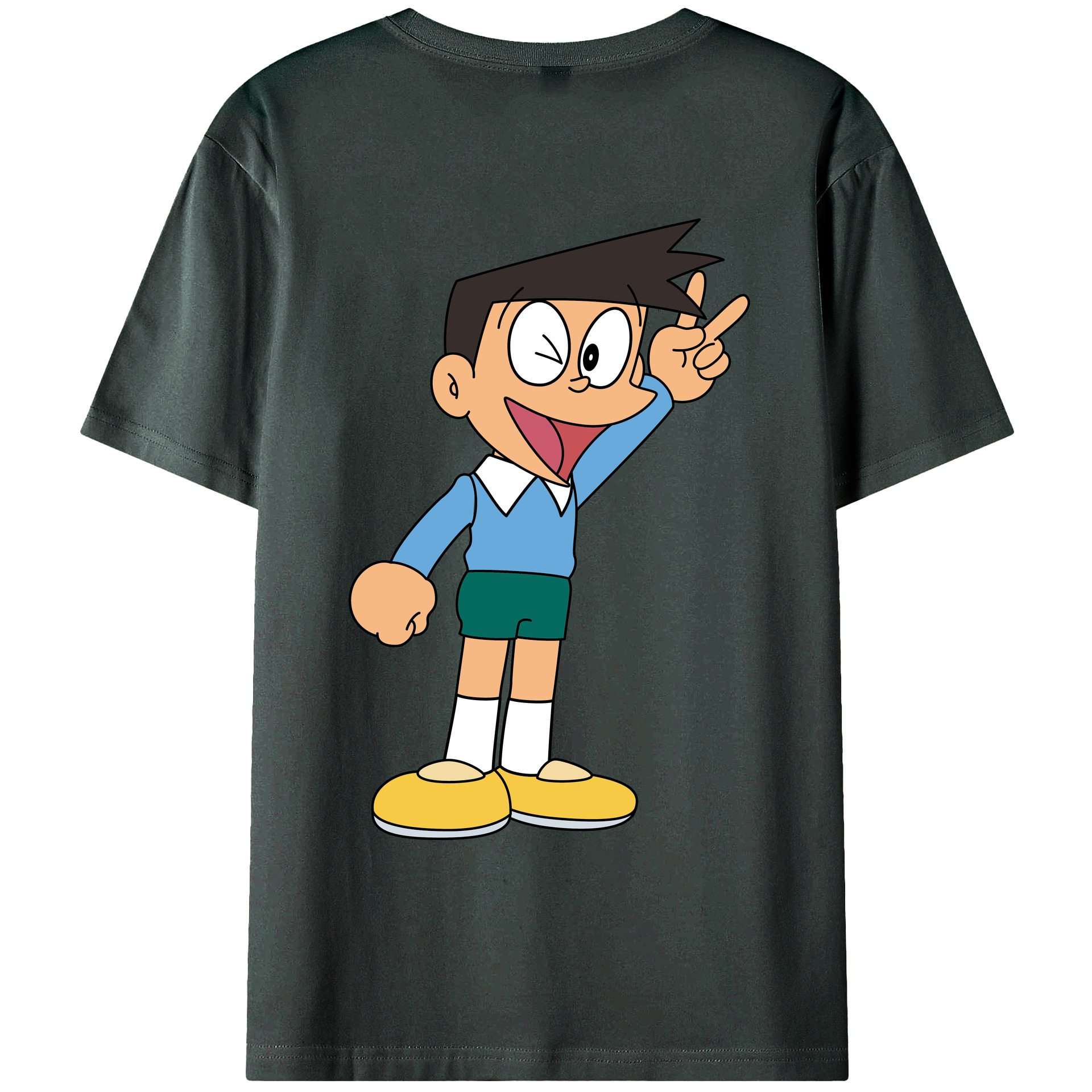 （画像用） ドラえもん 骨川 スネ夫 Doraemon Honekawa Suneo 綿100％ メンズ半袖Tシャツ（バックプリント） 通気性